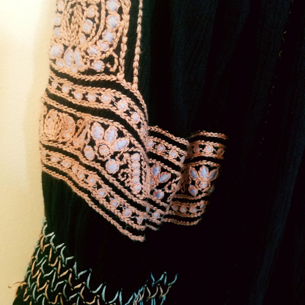 ❤🌼🌲SAVED FOR LAVONNE Free People Embroidered Long Sleeve Tassel Tie Tunic S/P - Picture 10 of 13